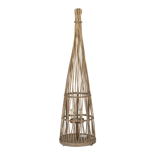 Medium Conical Wicker Lantern With Glass Holder & LED Lights - Candle Holders from the Quanta Home collection.