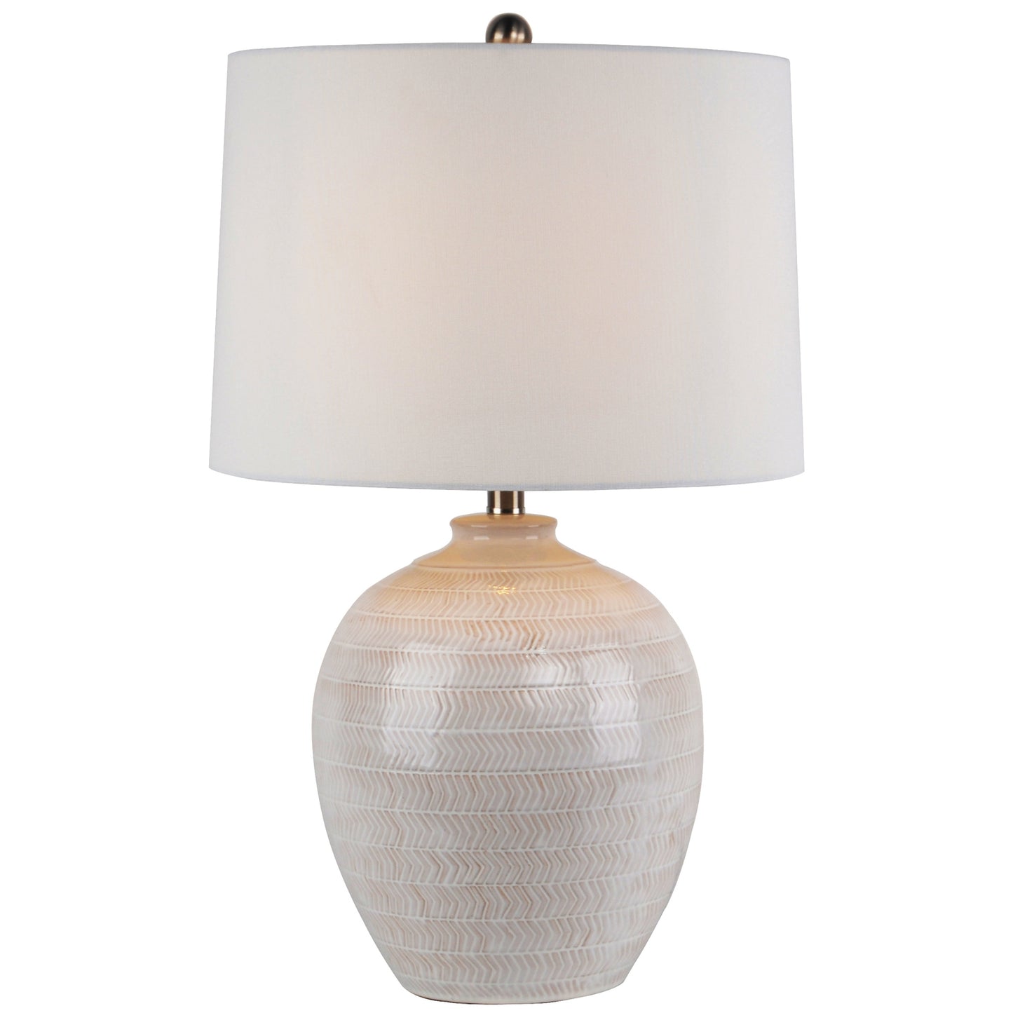 Chevronne Ceramic Table Lamp With Linen Shade - Lighting from the Quanta Home collection.