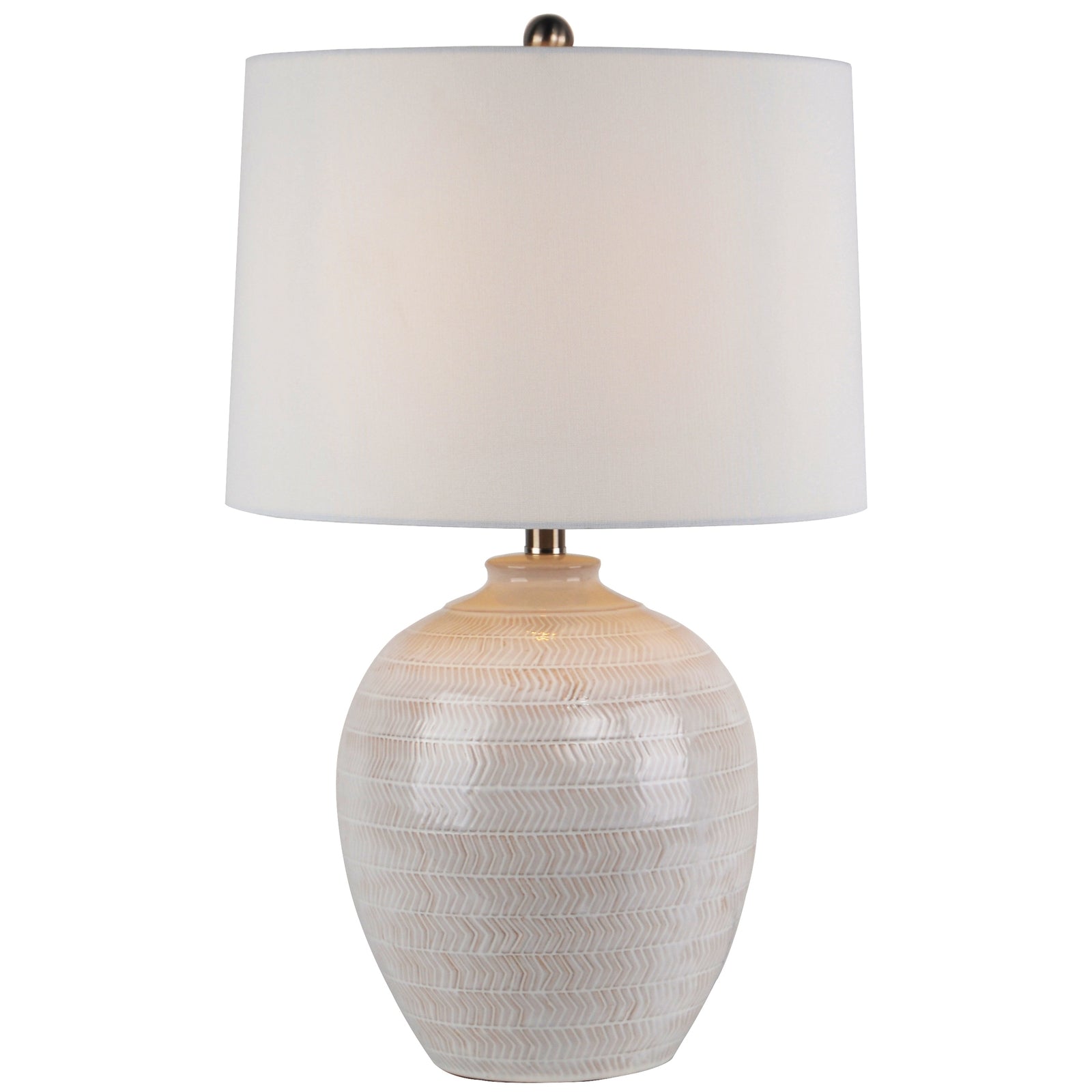 Chevronne Ceramic Table Lamp With Linen Shade - Lighting from the Quanta Home collection.