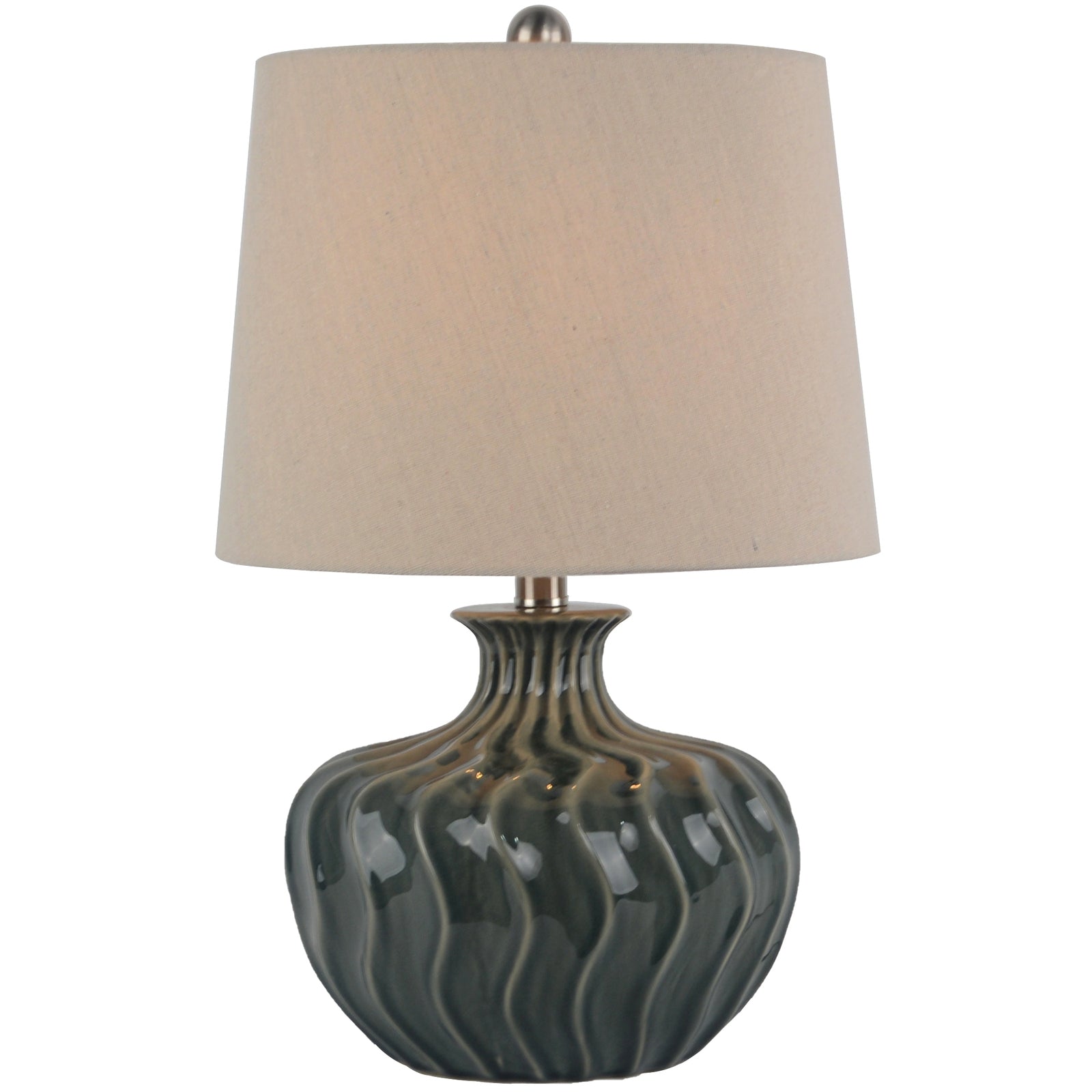 Veyla Ceramic Table Lamp With Linen Shade - Lighting from the Quanta Home collection.