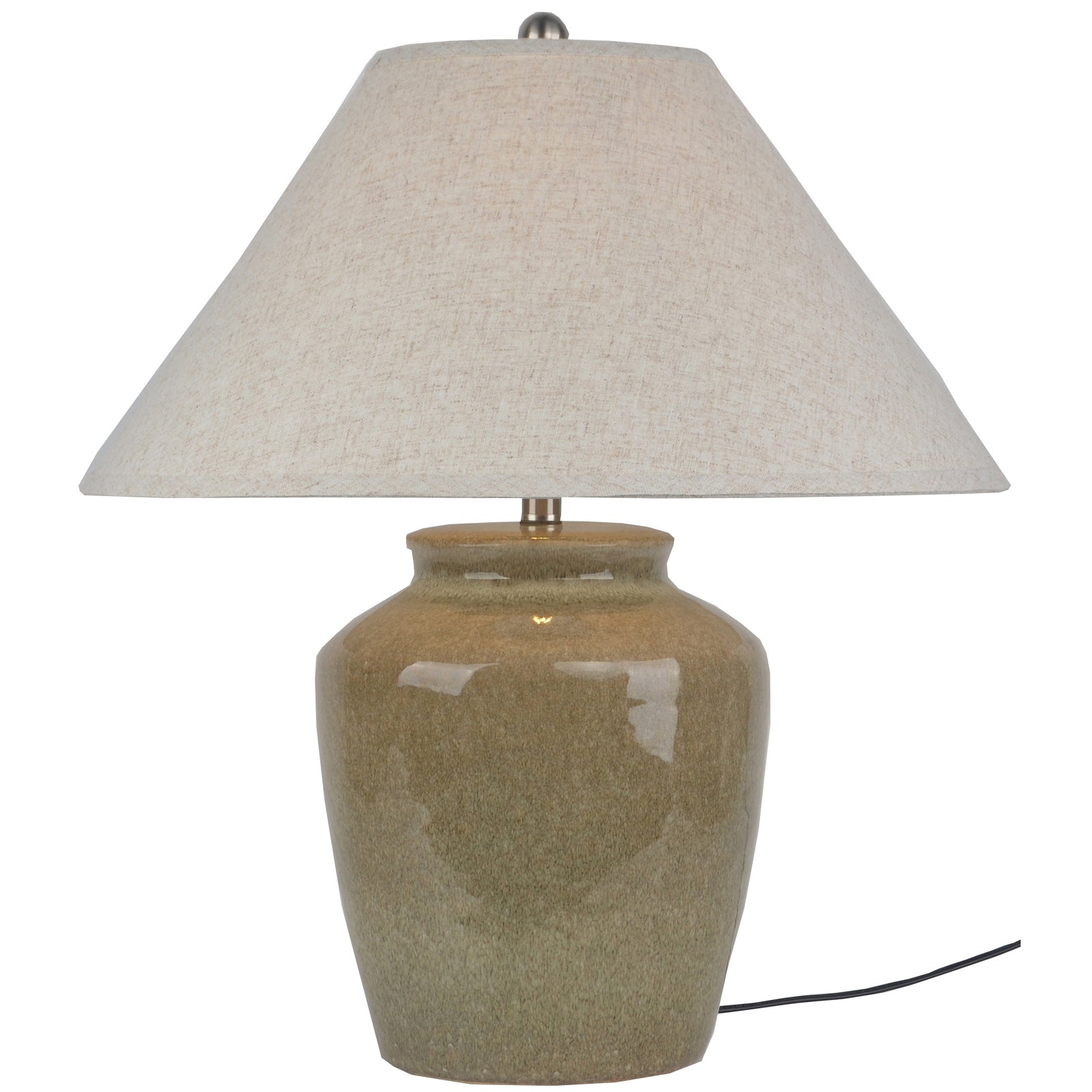 Mottura Ceramic Table Lamp With Edged Linen Shade - Lighting from the Quanta Home collection.