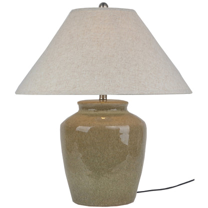 Mottura Ceramic Table Lamp With Edged Linen Shade - Lighting from the Quanta Home collection.