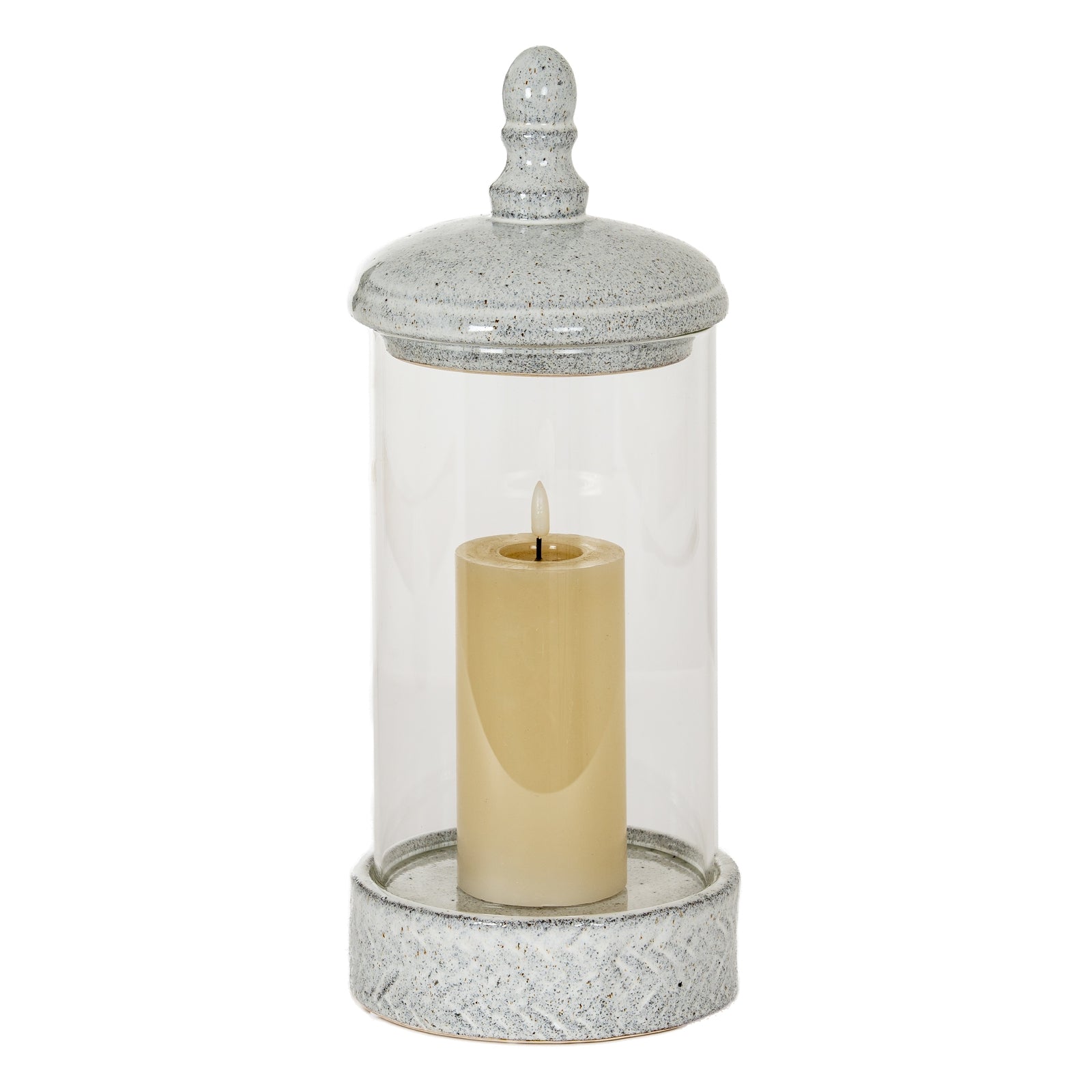 Sona Medium Hurricane Lantern With Lid - Candle Holders from the Quanta Home collection.
