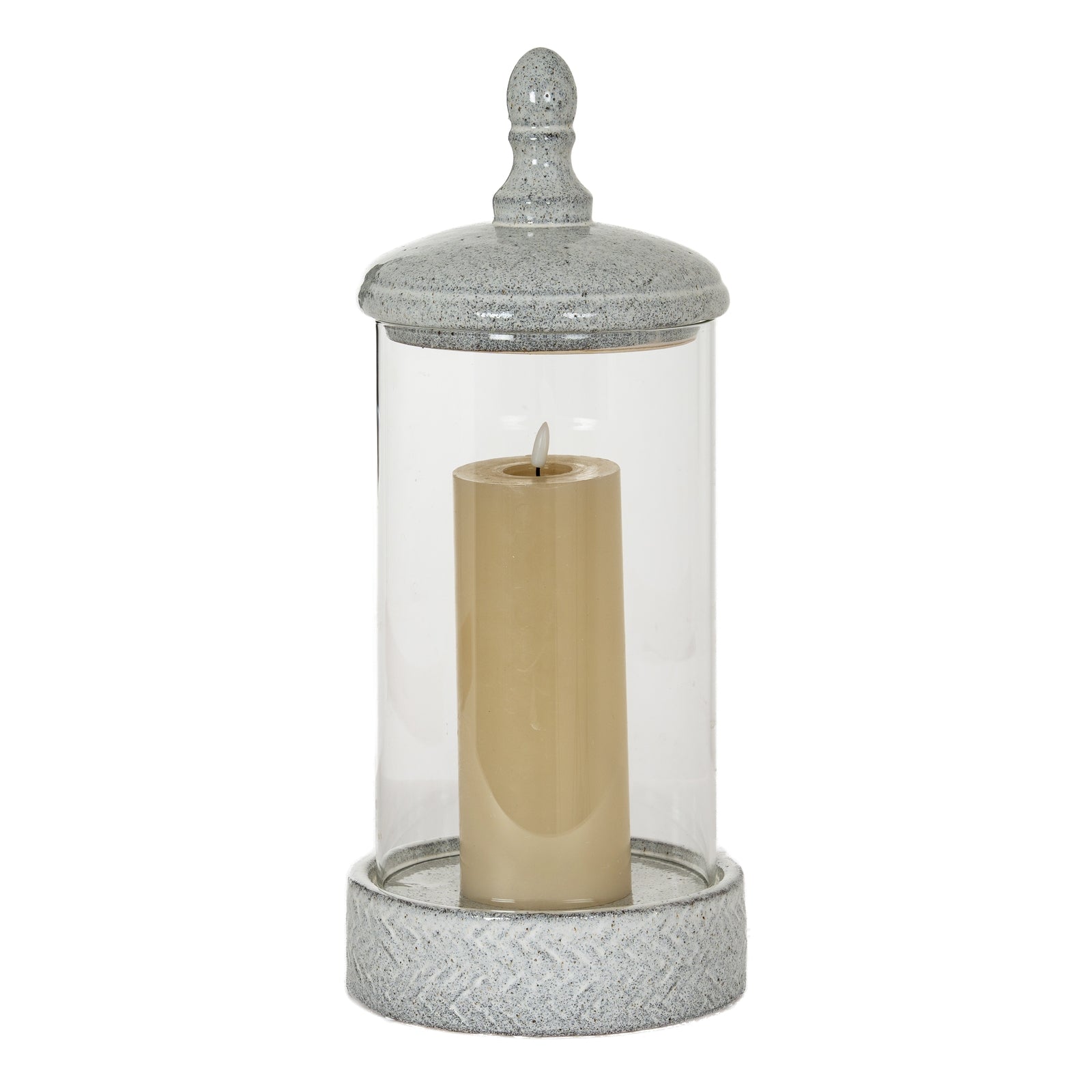 Sona Large Hurricane Lantern With Lid - Candle Holders from the Quanta Home collection.
