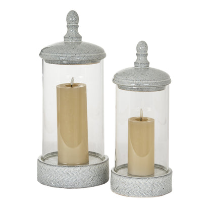 Sona Large Hurricane Lantern With Lid - Candle Holders from the Quanta Home collection.