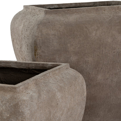 Umber Square Drum Set Of 2 Planters - Indoor Planters from the Quanta Home collection.