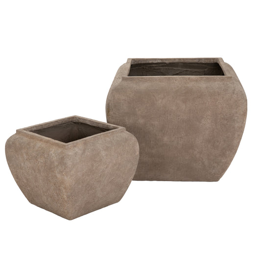 Umber Square Drum Set Of 2 Planters - Indoor Planters from the Quanta Home collection.
