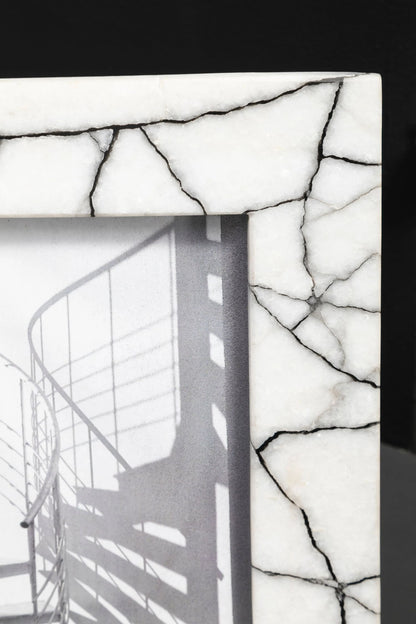 Marmont White and Black Marble 5In X 7In Large Photo Frame