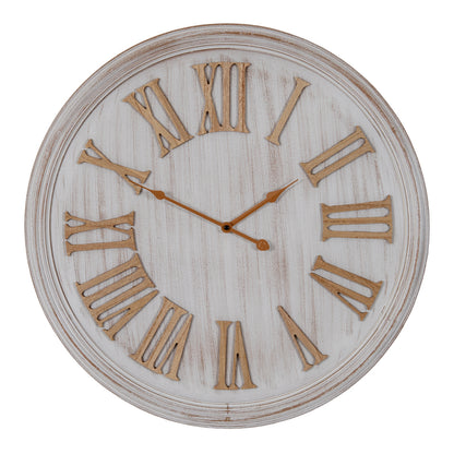 White Wash Clock With Wooden Numerals