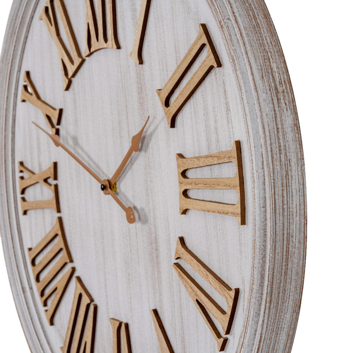 White Wash Clock With Wooden Numerals