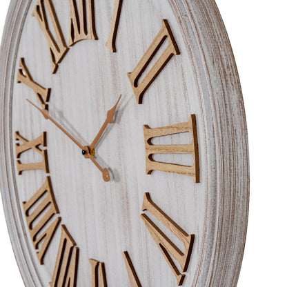 White Wash Clock With Wooden Numerals
