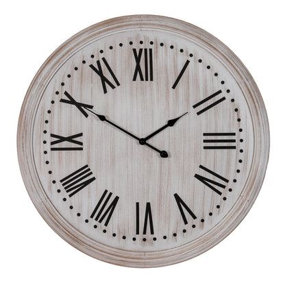 White Wash Clock With Black Numerals