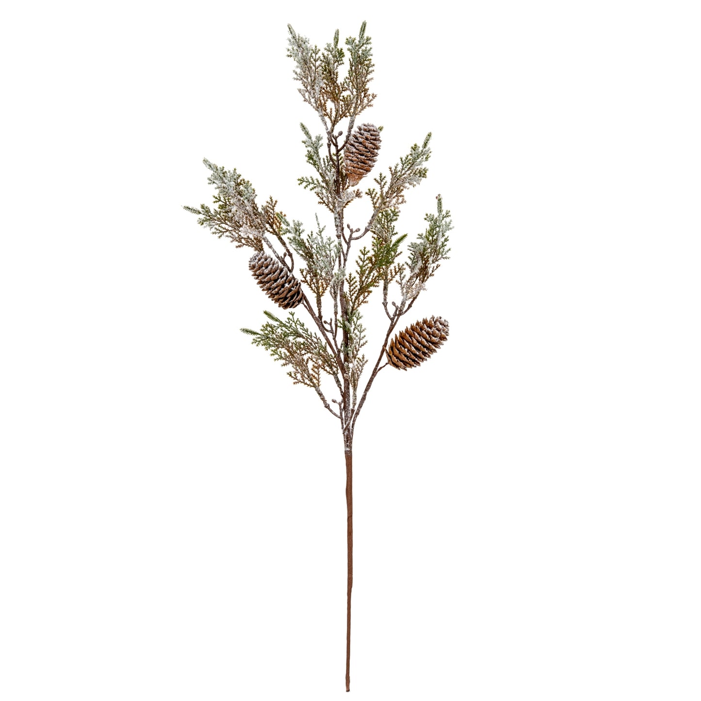 Medium Frosted Cypress Fir Branch Spray With Pinecones - 0.0430