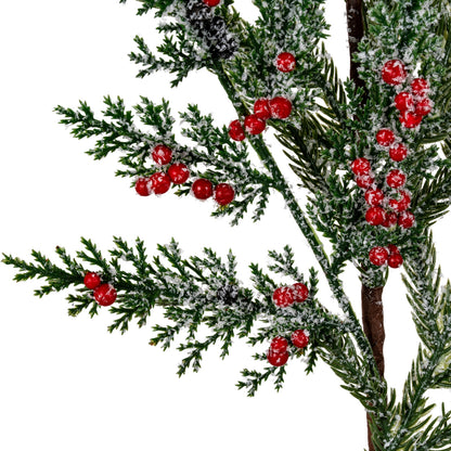 Frosted Pine Branch Spray With Winter Berries - 0.0580