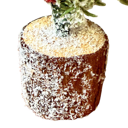 Large Frosted Winter Berry Tree On Wooden Block