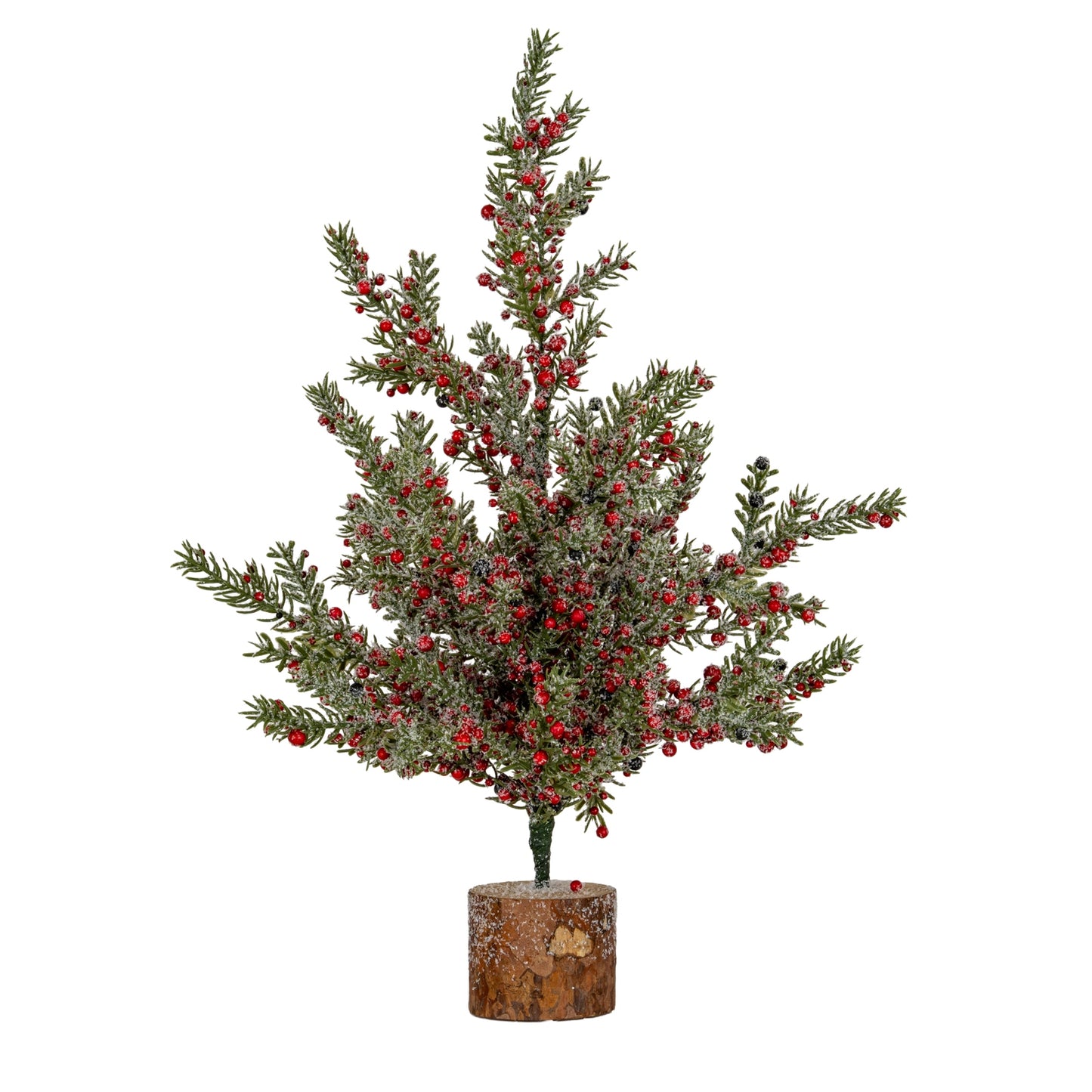 Large Frosted Winter Berry Tree On Wooden Block - 0.2500