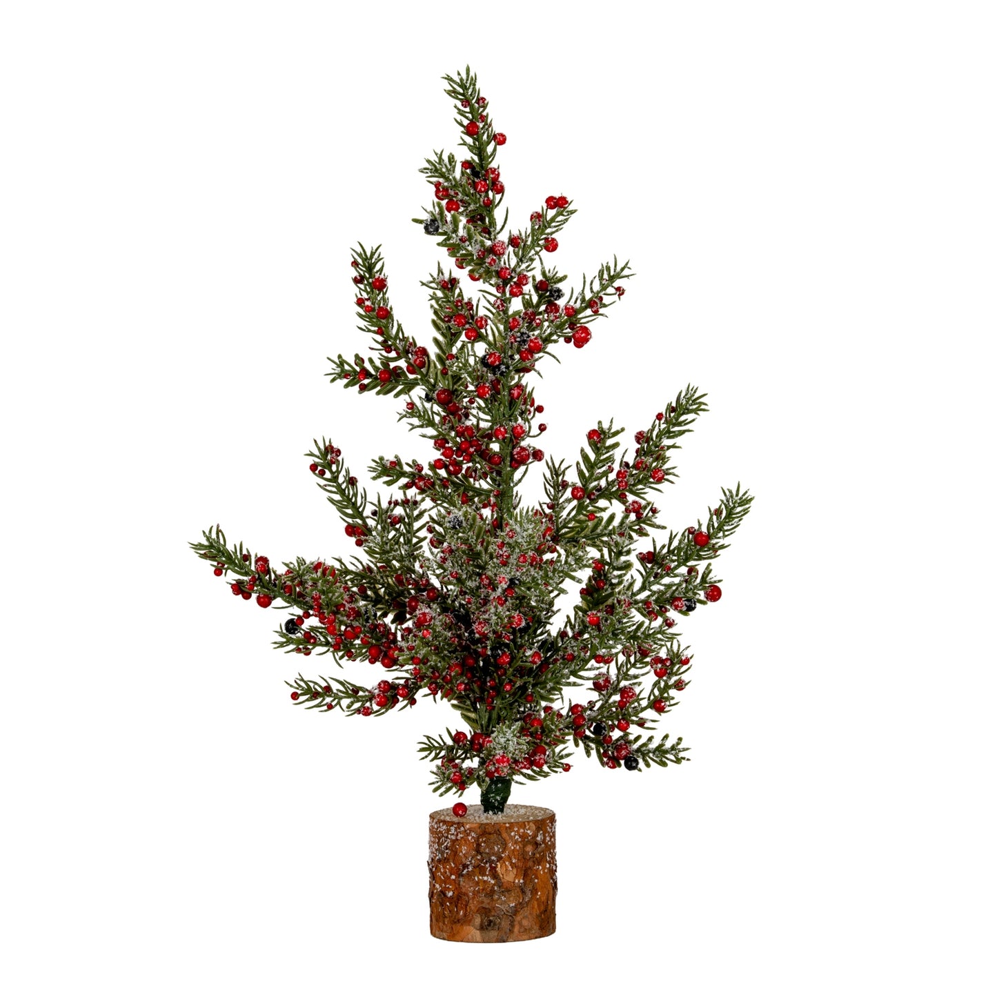 Medium Frosted Winter Berry Tree On Wooden Block - 0.1920