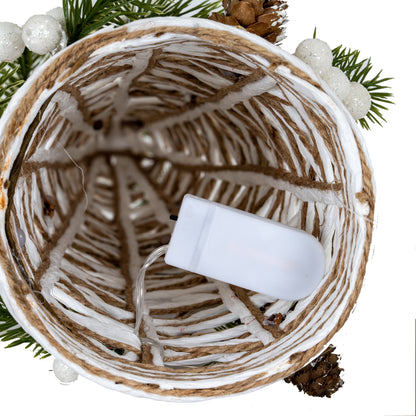 Large LED White Rattan Cone Tree With Winter Branches - 0.1100