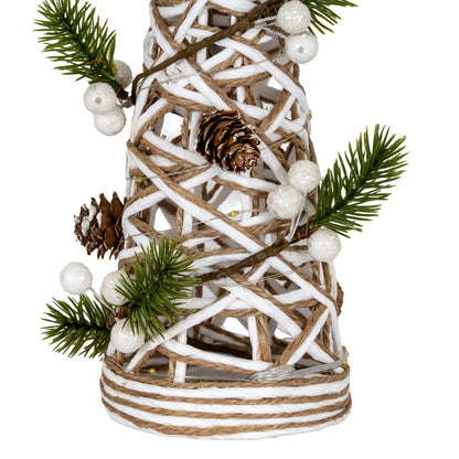Small LED White Rattan Cone Tree With Winter Branches - 0.0780