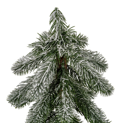 Small Snowy Pine Tree On Wooden Stand - 0.3100