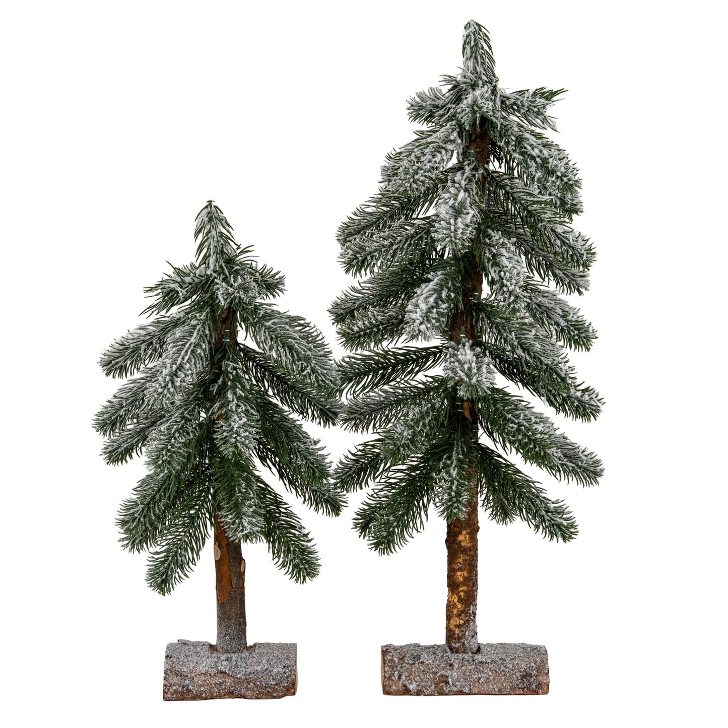 Small Snowy Pine Tree On Wooden Stand - 0.3100