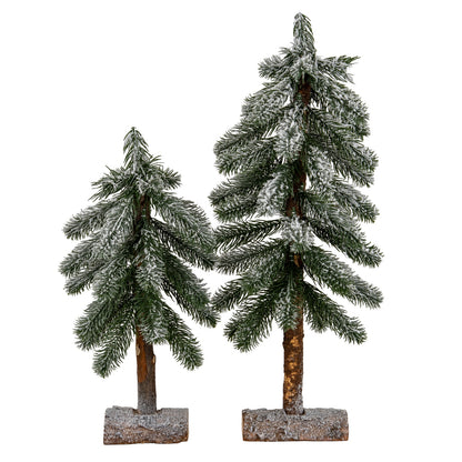 Small Snowy Pine Tree On Wooden Stand - 0.3100