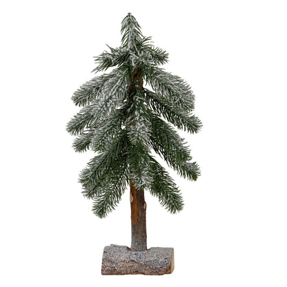 Small Snowy Pine Tree On Wooden Stand - 0.3100