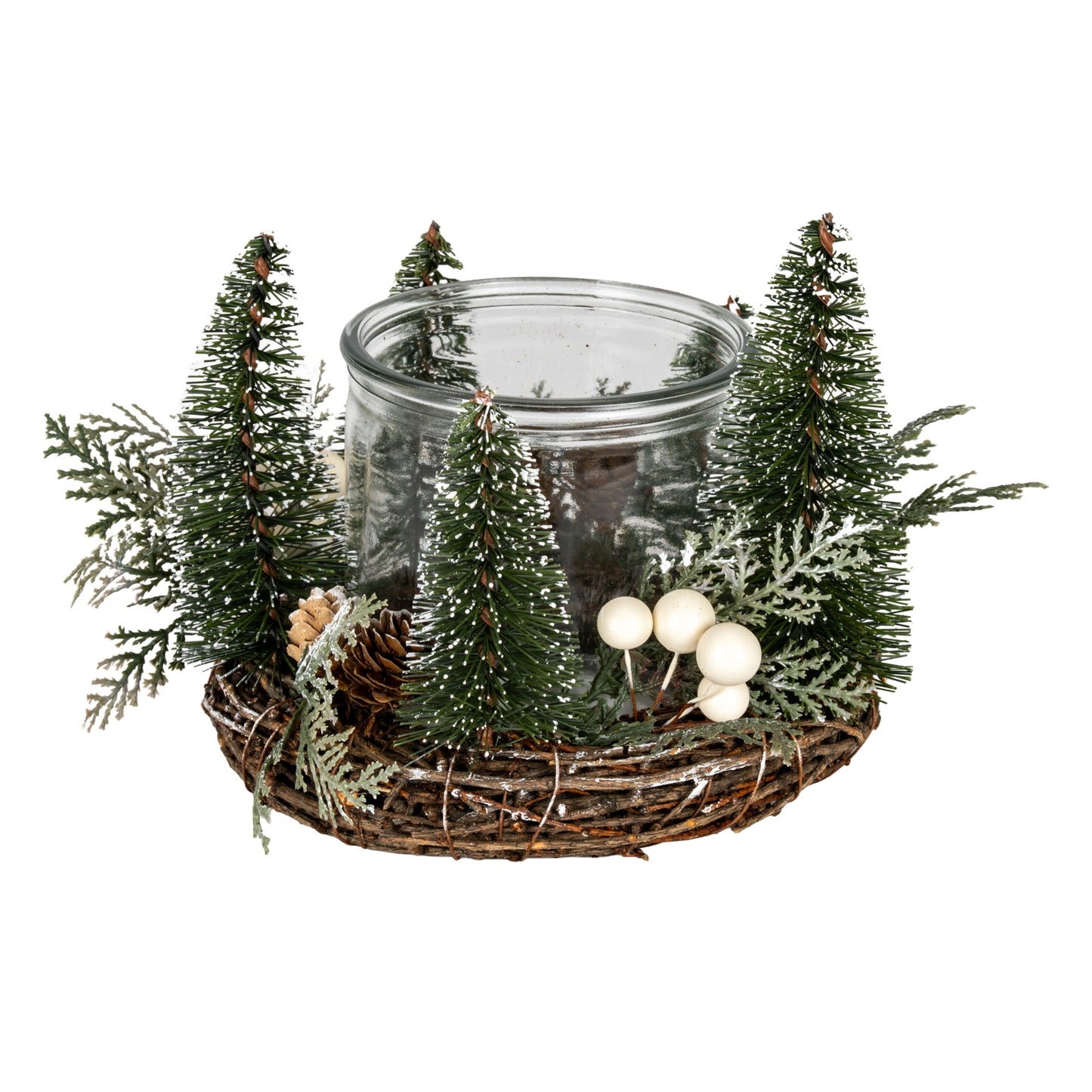 Medium Brush Tree Candle Wreath With Berries And Pinecones - 0.3550