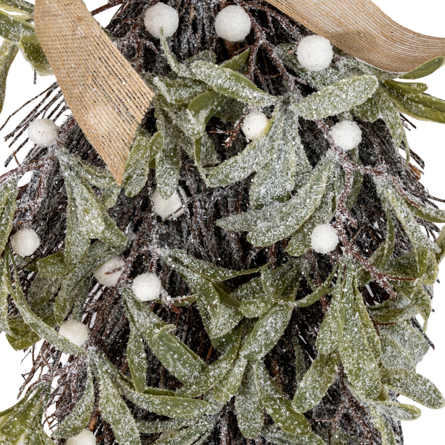 Frosted Mistletoe And Pine Swag With Ribbon - 0.2600
