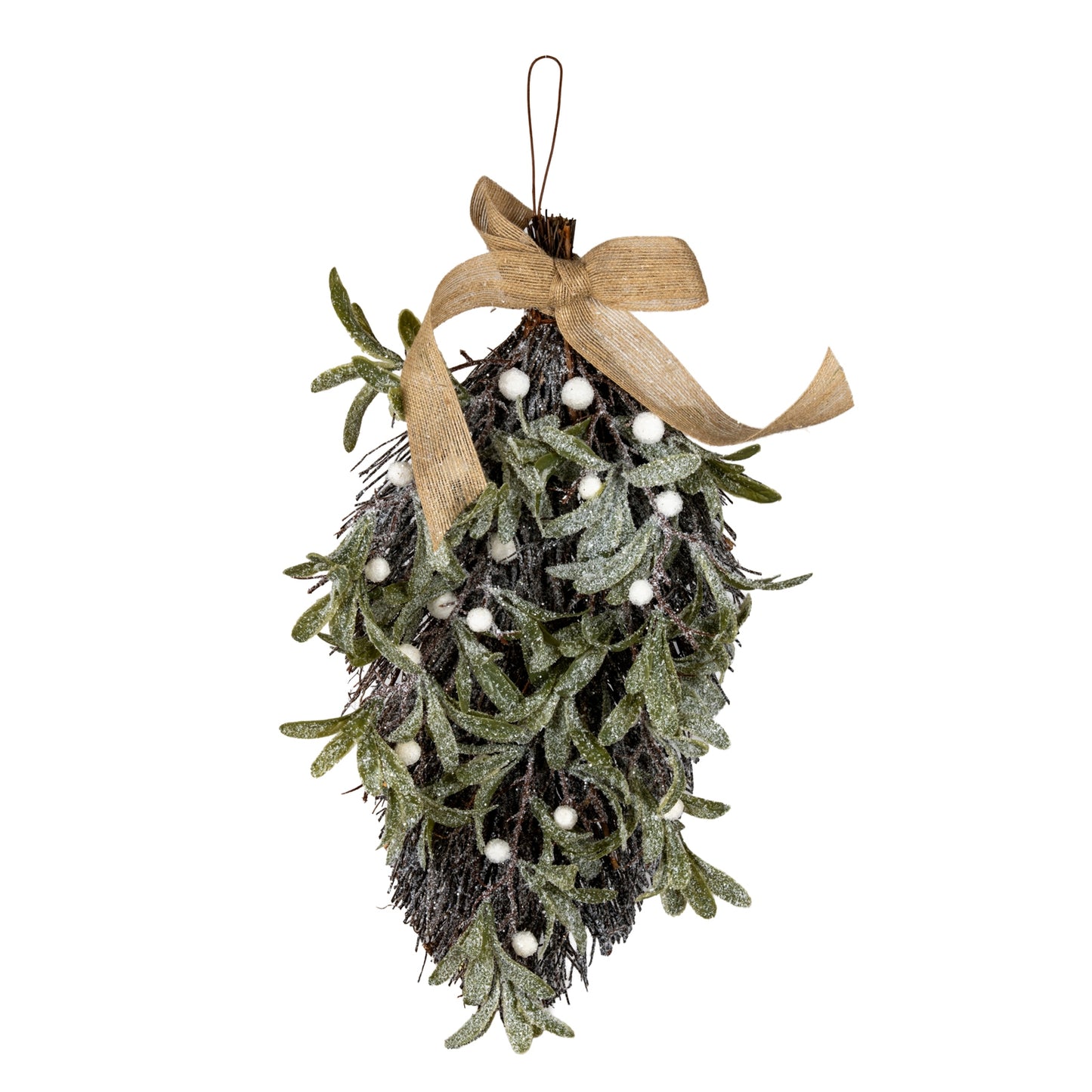 Frosted Mistletoe And Pine Swag With Ribbon - 0.2600