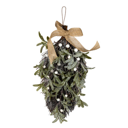 Frosted Mistletoe And Pine Swag With Ribbon - 0.2600
