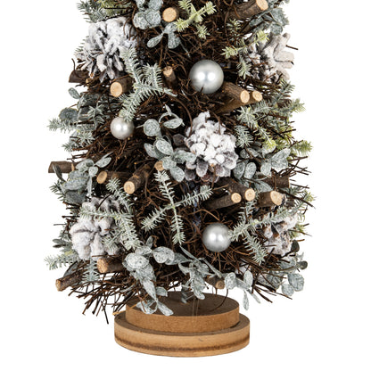 Large Frosted Forest Tree With Pinecones And Pearls - 0.8000
