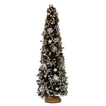 Large Frosted Forest Tree With Pinecones And Pearls - 0.8000