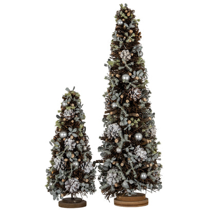Medium Frosted Forest Tree With Pinecones And Pearls - 0.5740