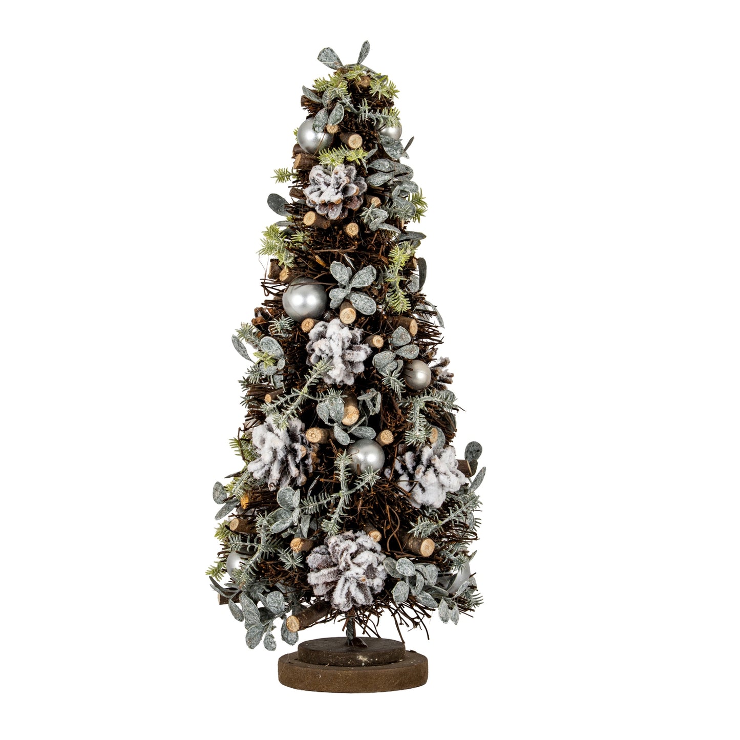 Medium Frosted Forest Tree With Pinecones And Pearls - 0.5740