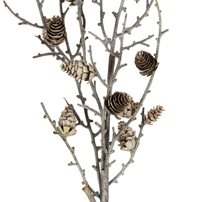 Snowy Winter Woodland Branch With Pinecones - 0.0900