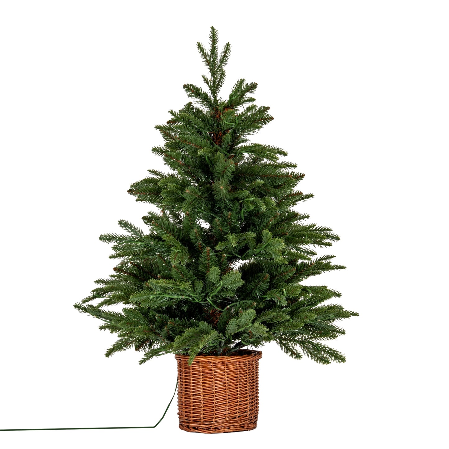 Norway Fir Pre-Lit LLED 300L  Fir Tree In Rattan Pot - 2.6000