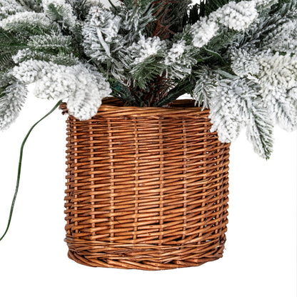 Snowy Norway Fir Pre-Lit Led 300L Fir Tree In Rattan Pot - 3.0000
