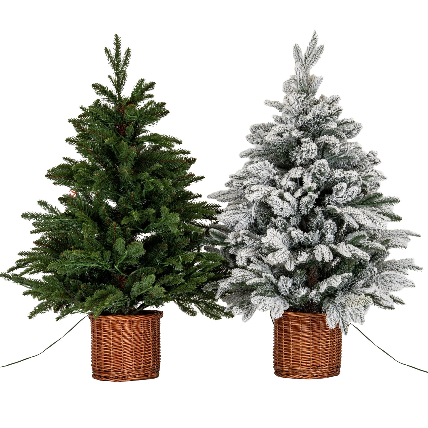 Snowy Norway Fir Pre-Lit Led 300L Fir Tree In Rattan Pot - 3.0000
