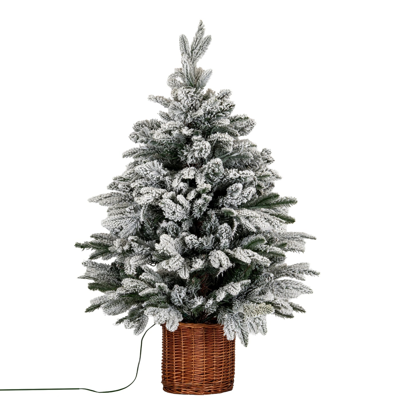 Snowy Norway Fir Pre-Lit Led 300L Fir Tree In Rattan Pot - 3.0000