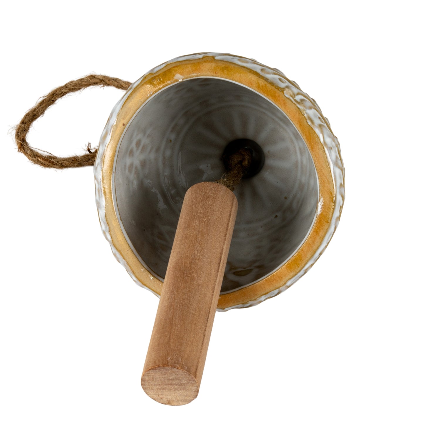 Large Ceramic Bell Tree Ornament With Snowflake Detail - 4.9000