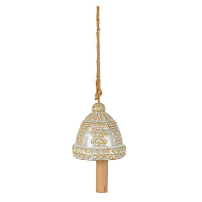 Ceramic Bell Tree Ornament With Snowflake Detail - 3.6000