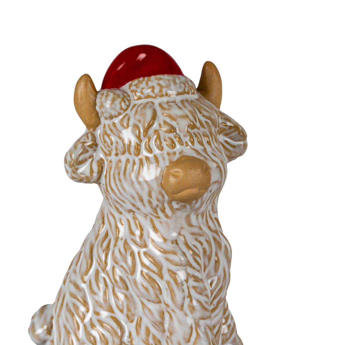 Merry Moo Ceramic Cow Ornament Gazing Right - 2.5000