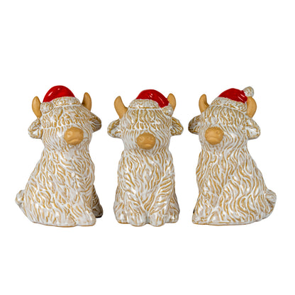 Merry Moo Ceramic Cow Ornament Gazing Right - 2.5000
