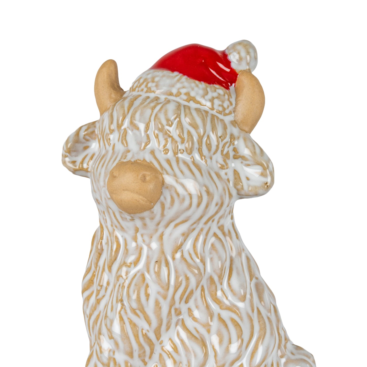Merry Moo Ceramic Cow Ornament Gazing Left - 2.5000