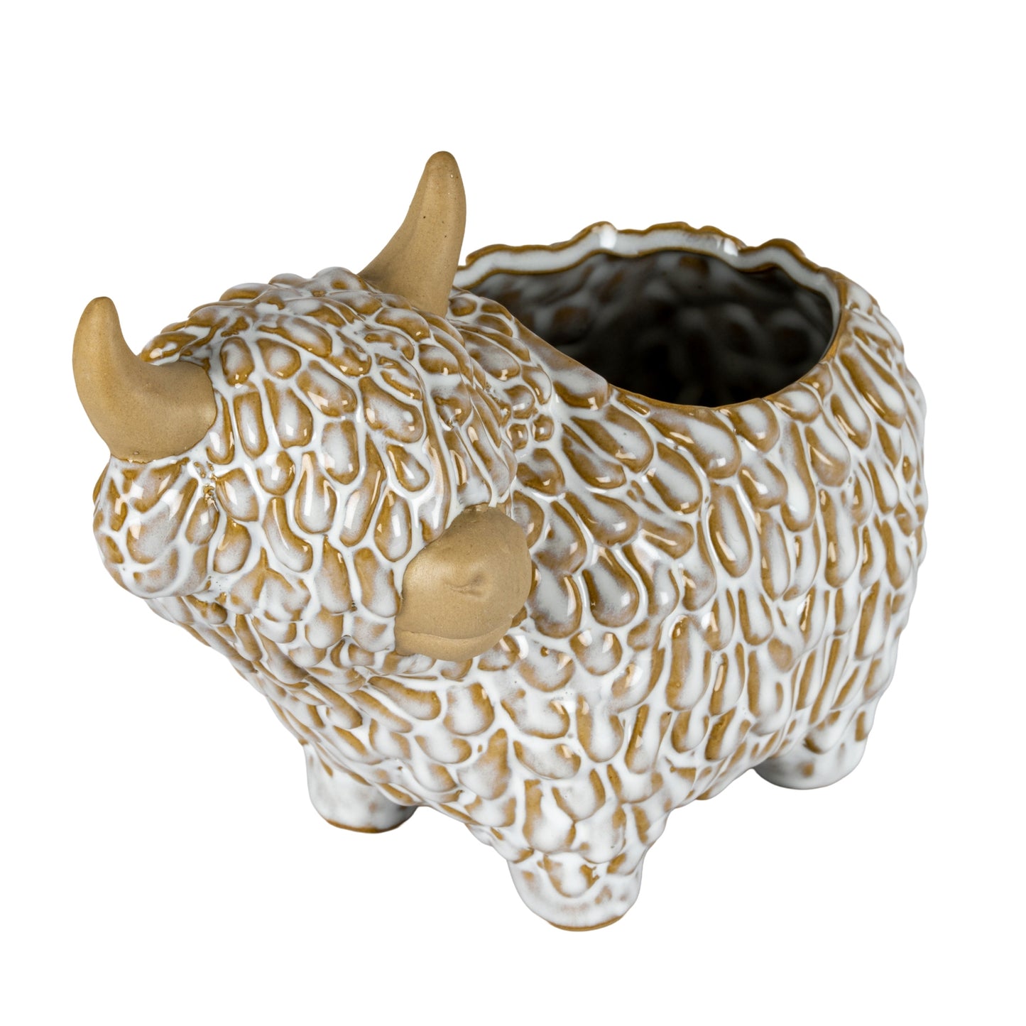 Alora Ceramic Highland Cow Planter Gazing Left - 6.8000