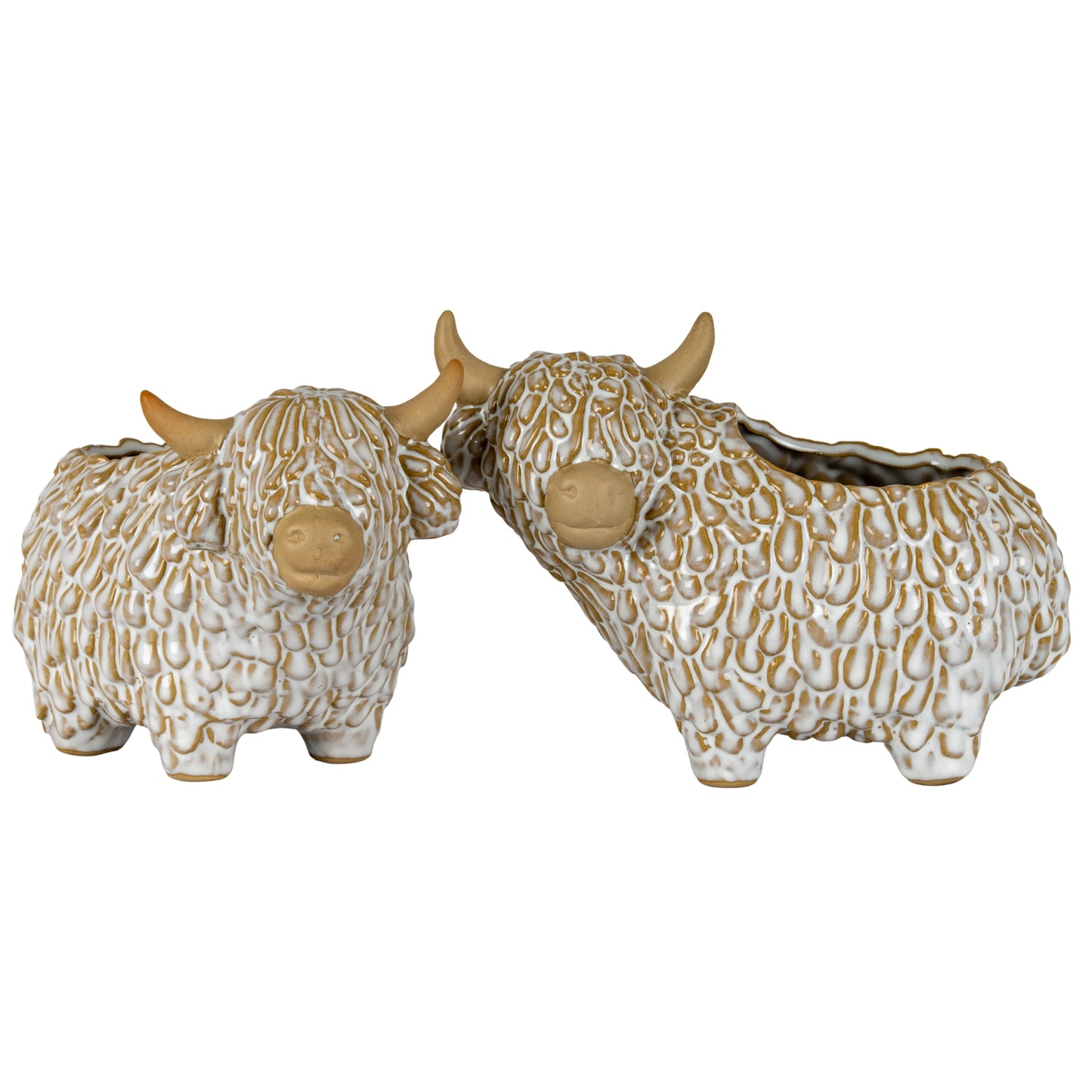 Alora Ceramic Highland Cow Planter Gazing Left - 6.8000