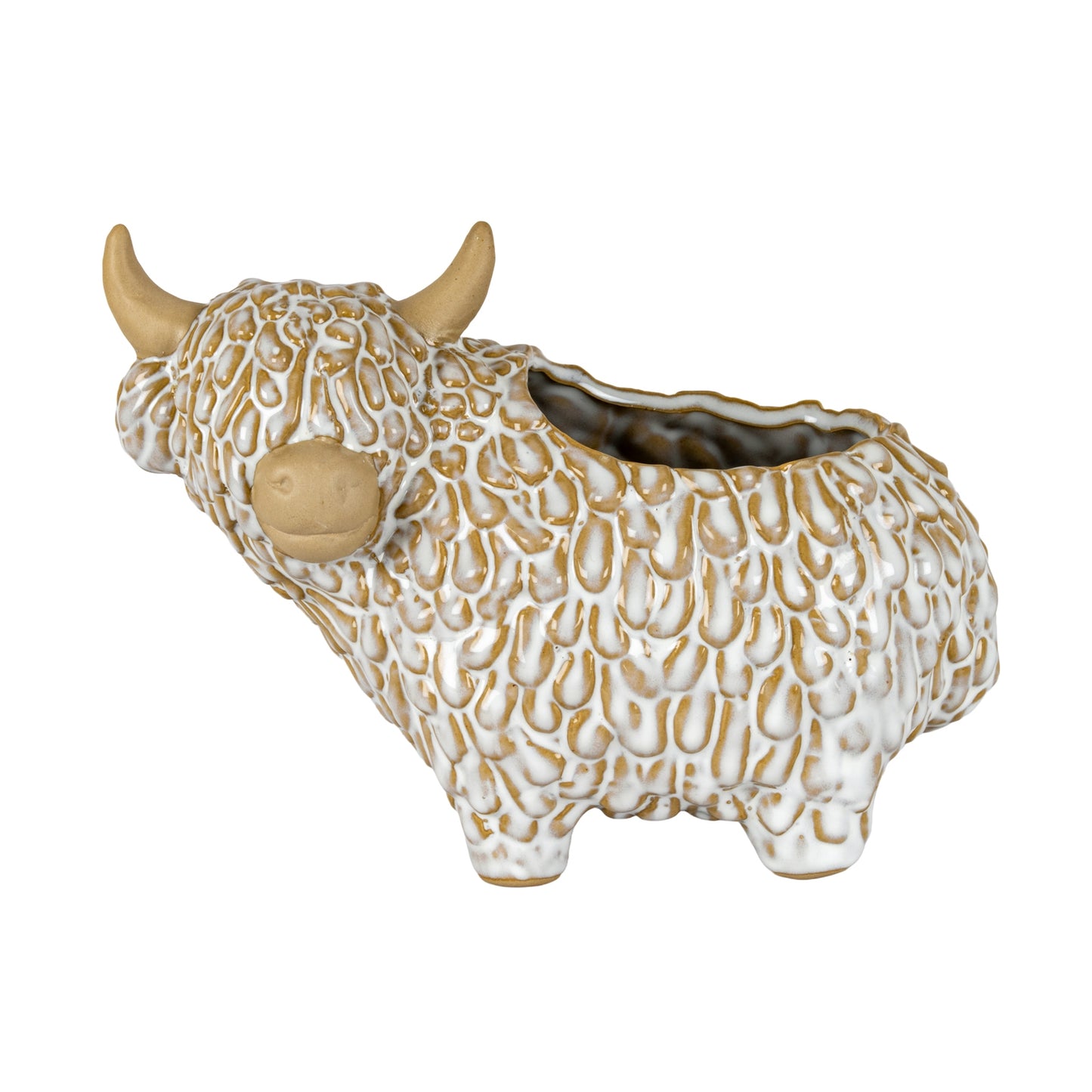 Alora Ceramic Highland Cow Planter Gazing Left - 6.8000