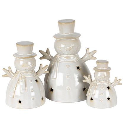 Alora Ceramic Medium Snowman With LED Light - 0.3900
