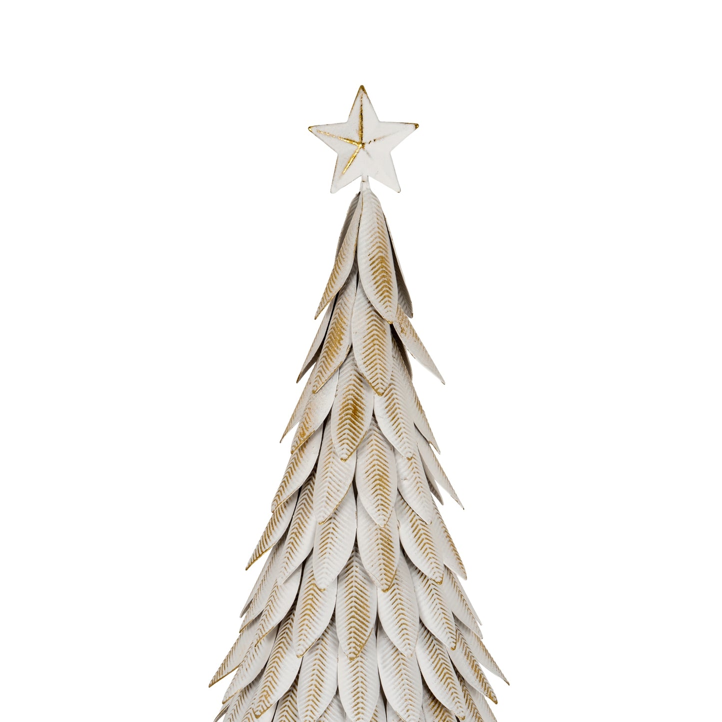Medium White Metal Christmas Tree on Wooden Stand - 0.3550